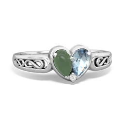 Jade Filligree 'One Heart' 14K White Gold ring R5070