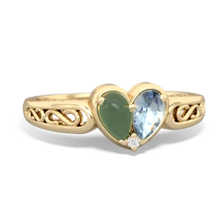 Jade Filligree 'One Heart' 14K Yellow Gold ring R5070