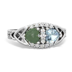 Jade Sparkling Celtic Knot 14K White Gold ring R2645