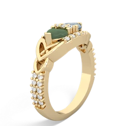 Jade Sparkling Celtic Knot 14K Yellow Gold ring R2645