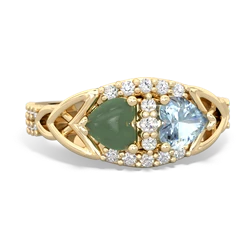 Jade Sparkling Celtic Knot 14K Yellow Gold ring R2645