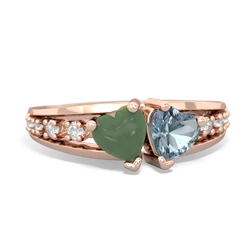 Jade Heart To Heart 14K Rose Gold ring R3342