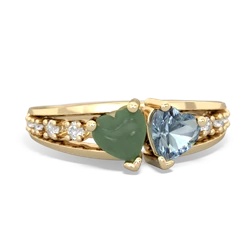 Jade Heart To Heart 14K Yellow Gold ring R3342