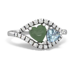 Jade Mother And Child 14K White Gold ring R3010