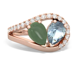 Jade Nestled Heart Keepsake 14K Rose Gold ring R5650