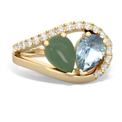 Jade Nestled Heart Keepsake 14K Yellow Gold ring R5650
