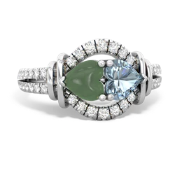 Jade Art-Deco Keepsake 14K White Gold ring R5630