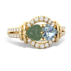 Jade Art-Deco Keepsake 14K Yellow Gold ring R5630