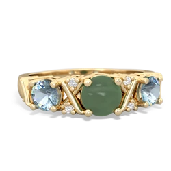 Jade Hugs And Kisses 14K Yellow Gold ring R5016