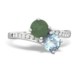 Jade Channel Set Two Stone 14K White Gold ring R5303