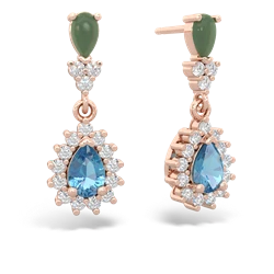 Jade Halo Pear Dangle 14K Rose Gold earrings E1882