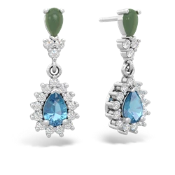 Jade Halo Pear Dangle 14K White Gold earrings E1882