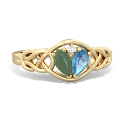 Jade Celtic Love Knot 14K Yellow Gold ring R5420