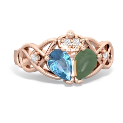 Jade 'One Heart' Celtic Knot Claddagh 14K Rose Gold ring R5322