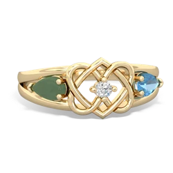 Jade Hearts Intertwined 14K Yellow Gold ring R5880