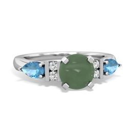 Jade 6Mm Round Eternal Embrace Engagement 14K White Gold ring R2005