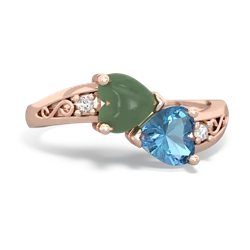 Jade Snuggling Hearts 14K Rose Gold ring R2178