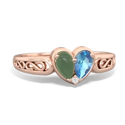 Jade Filligree 'One Heart' 14K Rose Gold ring R5070