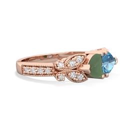 Jade Diamond Butterflies 14K Rose Gold ring R5601