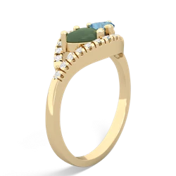 Jade Mother And Child 14K Yellow Gold ring R3010