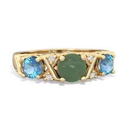 Jade Hugs And Kisses 14K Yellow Gold ring R5016