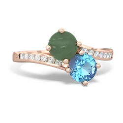 Jade Channel Set Two Stone 14K Rose Gold ring R5303