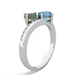 Jade Channel Set Two Stone 14K White Gold ring R5303