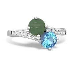 Jade Channel Set Two Stone 14K White Gold ring R5303