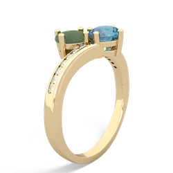 Jade Channel Set Two Stone 14K Yellow Gold ring R5303