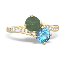 Jade Channel Set Two Stone 14K Yellow Gold ring R5303