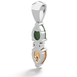 Jade Bowtie Drop 14K White Gold pendant P0865