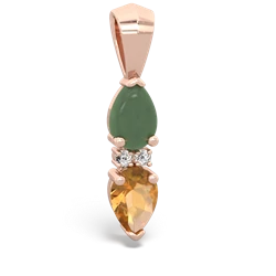 Jade Bowtie Drop 14K Rose Gold pendant P0865