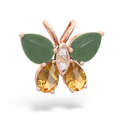 Jade Butterfly 14K Rose Gold pendant P2215