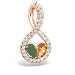 Jade Pave Twist 'One Heart' 14K Rose Gold pendant P5360