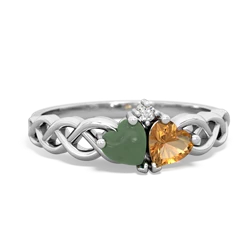 Jade Heart To Heart Braid 14K White Gold ring R5870