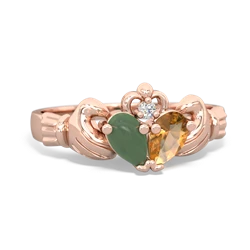 Jade 'Our Heart' Claddagh 14K Rose Gold ring R2388