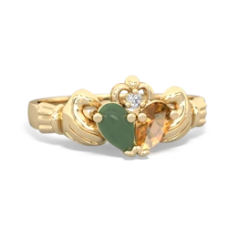 Jade 'Our Heart' Claddagh 14K Yellow Gold ring R2388