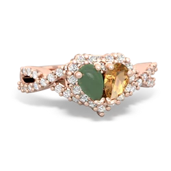 Jade Diamond Twist 'One Heart' 14K Rose Gold ring R2640HRT