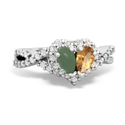 Jade Diamond Twist 'One Heart' 14K White Gold ring R2640HRT