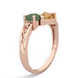 Jade Snuggling Hearts 14K Rose Gold ring R2178