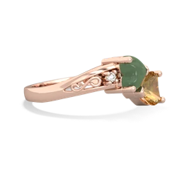 Jade Snuggling Hearts 14K Rose Gold ring R2178