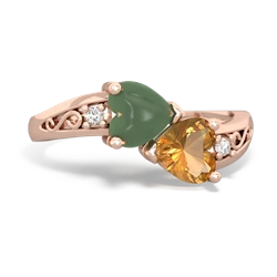 Jade Snuggling Hearts 14K Rose Gold ring R2178