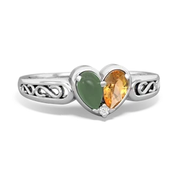 Jade Filligree 'One Heart' 14K White Gold ring R5070