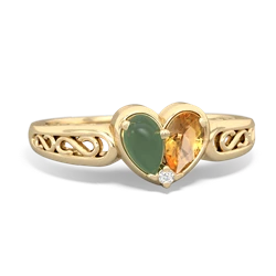 Jade Filligree 'One Heart' 14K Yellow Gold ring R5070