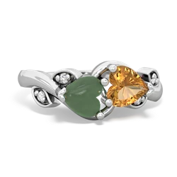 Jade Floral Elegance 14K White Gold ring R5790