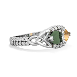 Jade Sparkling Celtic Knot 14K White Gold ring R2645