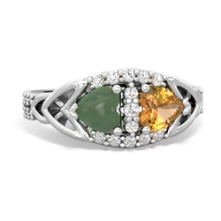 Jade Sparkling Celtic Knot 14K White Gold ring R2645