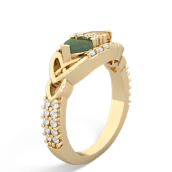 Jade Sparkling Celtic Knot 14K Yellow Gold ring R2645