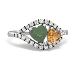 Jade Mother And Child 14K White Gold ring R3010