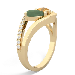 Jade Nestled Heart Keepsake 14K Yellow Gold ring R5650